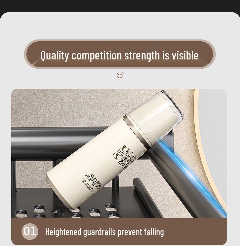 Gray Thick No-Drill Wall-Mounted Bathroom Towel Rack