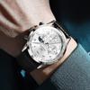 Часы Olevs Watch Chronograph Водонепроницаемые Светящиеся Часы Черный Кожаный Ремень Бизнес Кварцевые Наручные Часы Аналоговые Римские Цифры Легко читаемые Часы для Мужчин Дата