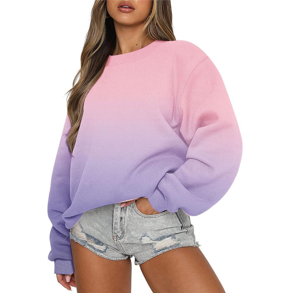 Women Autumn Winter Tops Women's Long Sleeve Sweatshirt Casual Crewneck Loose Fit Pollover Fleece Tops