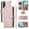 For Samsung Galaxy M16 5G/F16 5G Wallet Case with Shoulder/Wrist Strap Leather Phone Cover Stand