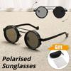 Retro Round Polarised Sunglasses  Adjustable Tint Men'S Outdoor Sports Fishing Shade Glasses Uv400 Classic Driving Shades