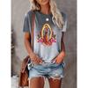 Summer Fashion Casual Comfortable Gradient Letter Printed Women's Short Sleeved Shirts