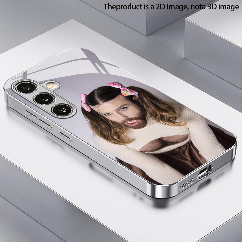 Оригинальный Чехол для Телефона 2D с Рисунком Портретов для Samsung S26 S25 S24 S23 S22 S21 S20 A56 A36 A16 - Электрооцинкованный Стеклянный Защитный Чехол