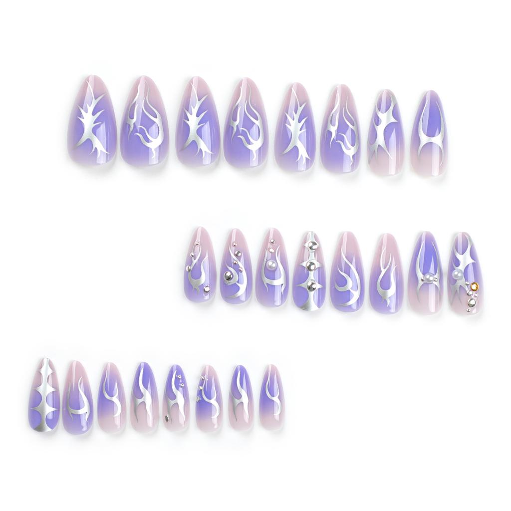 Nail Art Nail Film Интернет-знаменитость Горячий Серебряный Поддельный Ногти Пламя