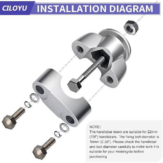 22Mm 7/8 Handlebar Risers Mount Clamps Motorcycle Handle Bar Riser Replacement For Apollo 250 Ninja 500 XT600 XR50 Dirt Pit Bike ATV Scooter