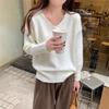 Женский повседневный вязаный свитер с V-образным вырезом - Свободный, Универсальный весенний топ