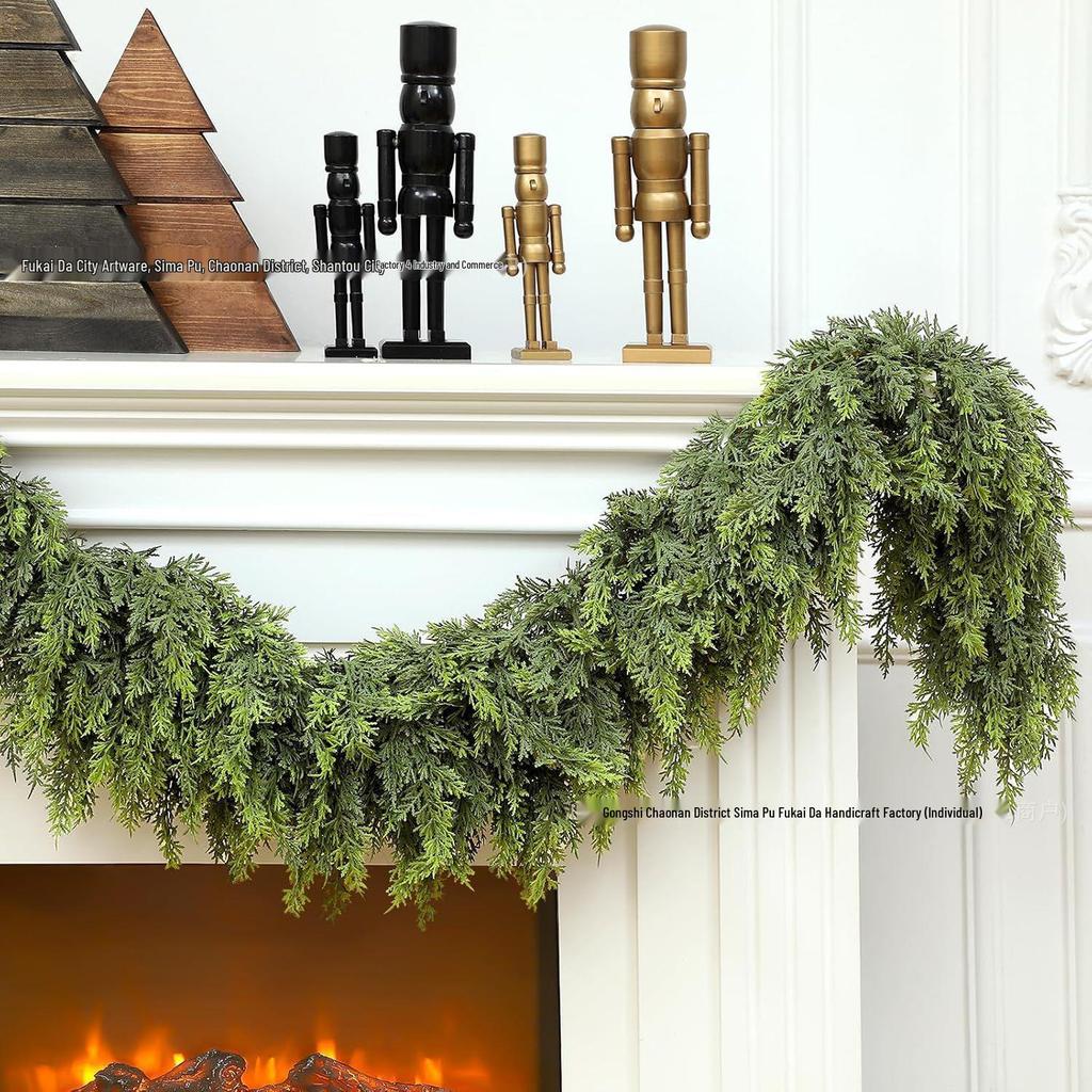 Festive Soft Rubber Cedar Cypress Leaves for Christmas Home Decoration