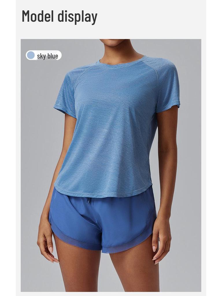 Women's Breathable Quick-Dry Mesh Short Sleeve Yoga Top – Loose Fit Fitness Training T-Shirt