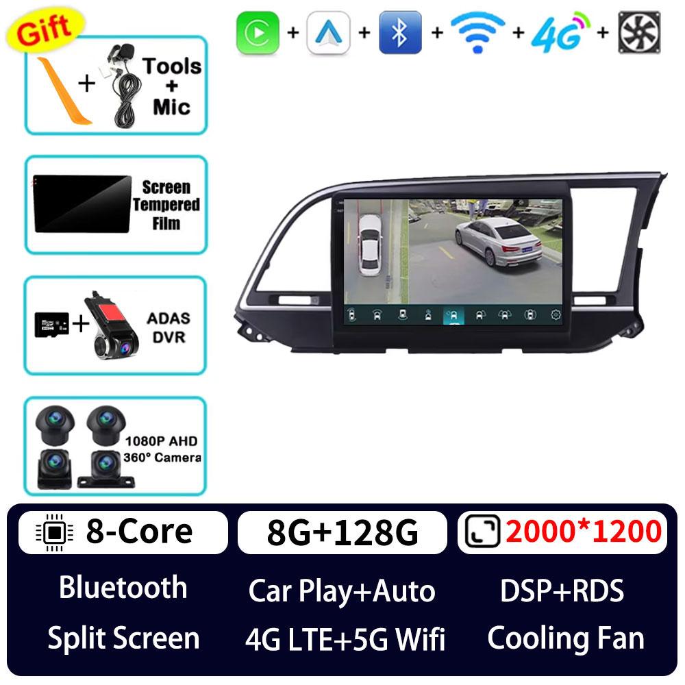 Lecteur CarRadio Android 15 pour Hyundai Elantra 6 2016 2017 2018 - 2020 conduite à droite Autoradio multimédia stéréo Carplay Auto