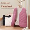 Women's Slim Wool Quilted Diamond Vest, Light and Warm for Autumn/Winter (White)