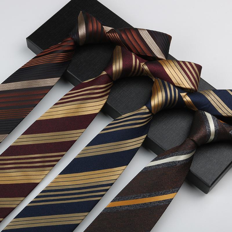 Деловой галстук Платье рубашка Профессиональный рабочий костюм В полоску Высококлассный Зеленый Коричневый Мужской Ручной стиль