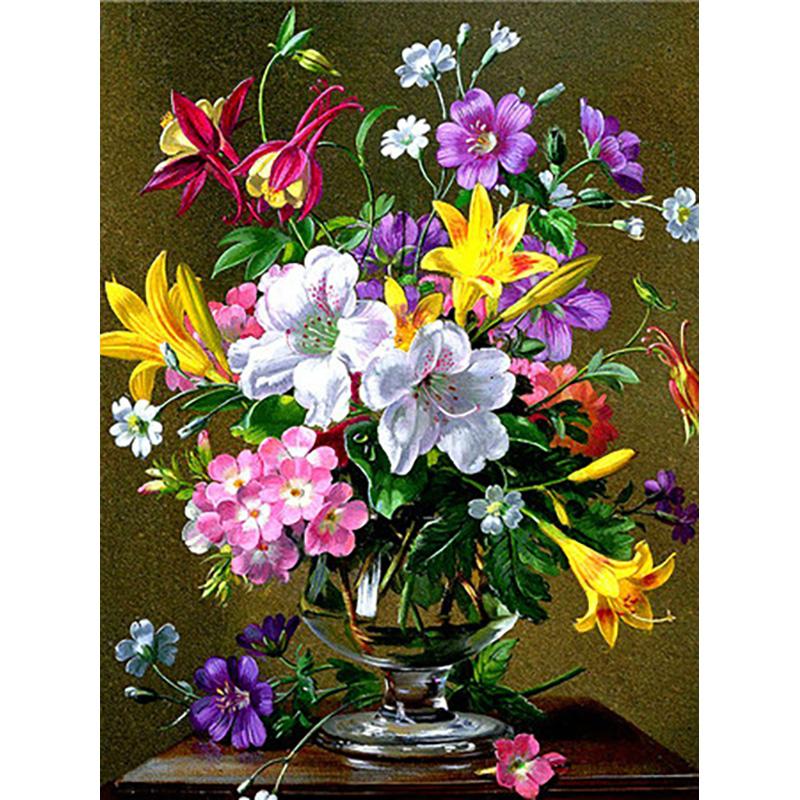 DIY 5D алмазная живопись ваза для цветов вышивка крестиком полная круглая Алмазная вышивка мозаика Цветочная картина из страз Декор подарок