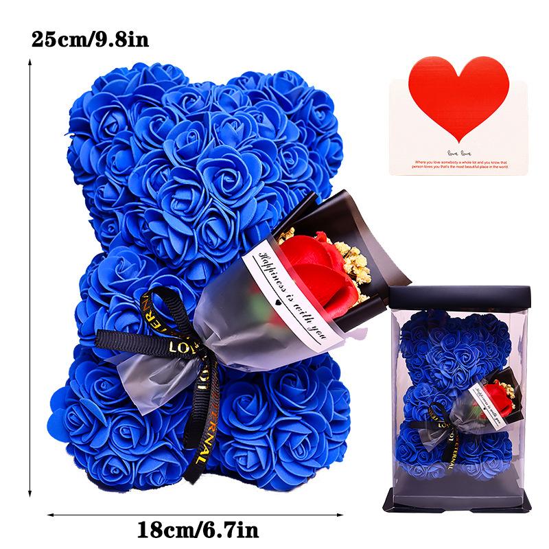 1 Piece Artificial Rose Bear with Hand Corsage, Artificial Rose Bear Birthday Gift, Valentine's Day, Wedding Mother's Day