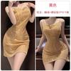 Women's Sequin Sheer Mesh Metal Chain Backless Club Style Sleep Dress Set