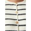 Женский костяной черный стильный трикотажный кардиган в полоску на пуговицах Pf00051