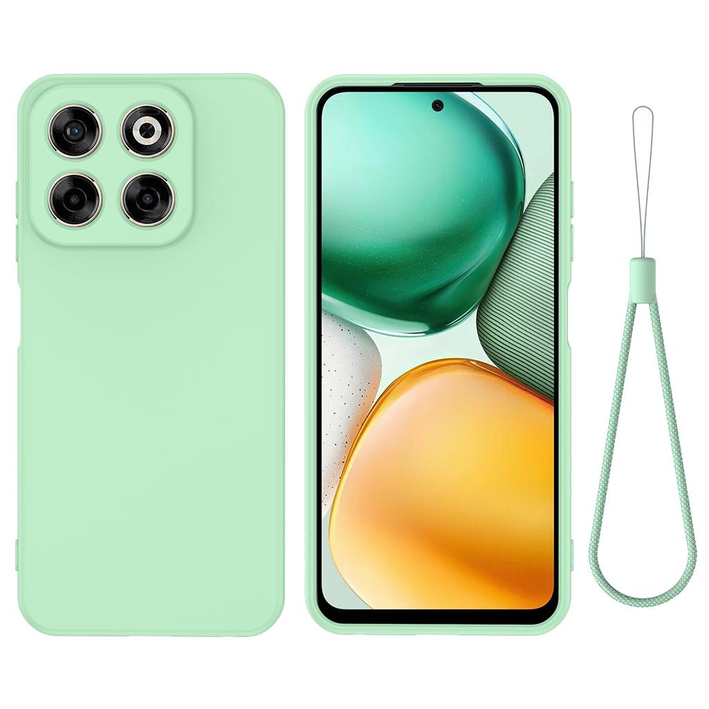 For ZTE Blade V70 Case Drop Proof Liquid Silicone Soft Lining Back Phone Cover with Hand Strap