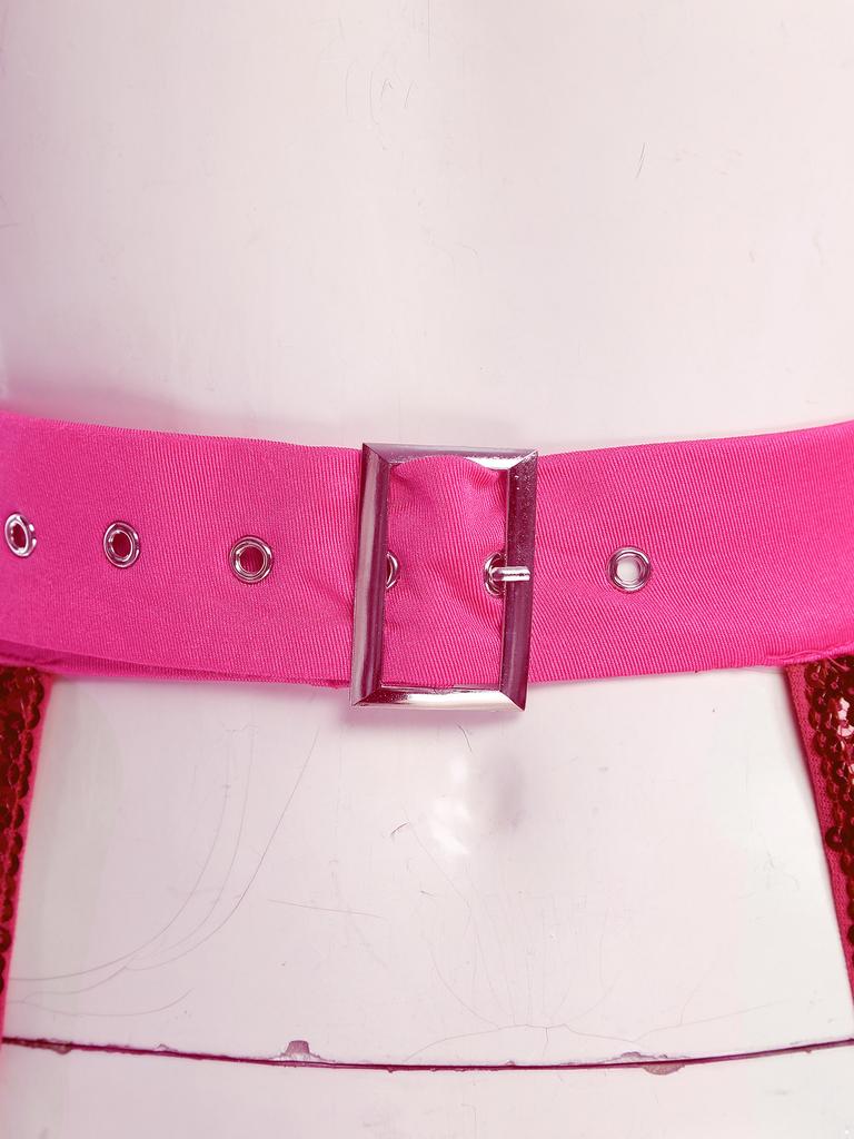 Womens Halloween Glitter Sequin Cowgirl Chaps Adjustable Waist Crotch Hollow Out Fully Lined Flared Pants