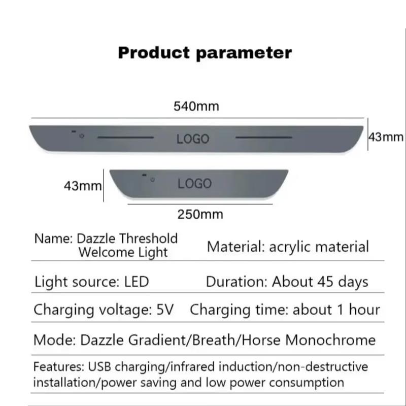 Customized Car Door Sill Light Threshold Lamp Logo Projector Lamp Power Moving LED Welcome Plate Pedal Light Protect Car Doors