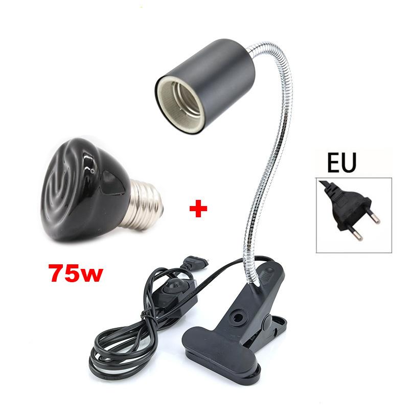 Светильник для обогрева черепах E27 EU Plug 220V Mini Pet Reptile Heat Lamp Kit Пристегивающийся керамический держатель для ламп, нагревательный набор