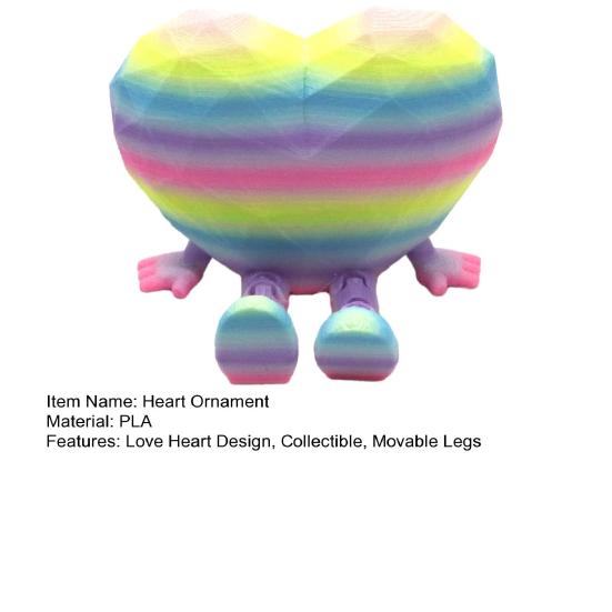 Sitting Heart Ornament Cute Heart Figurine with Movable Legs Home Office Desk Shelf Love Heart Statue Gift for Lovers Friends