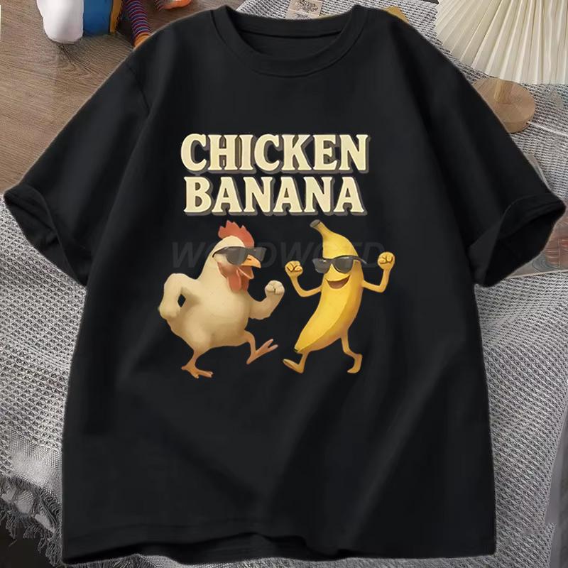 Unisexs Funny Chicken Banana Graphic T Shirts Fashion Casual Tops Unisex Funny Chicken Banana Design Unisexs Unisexs Tshirt Tops