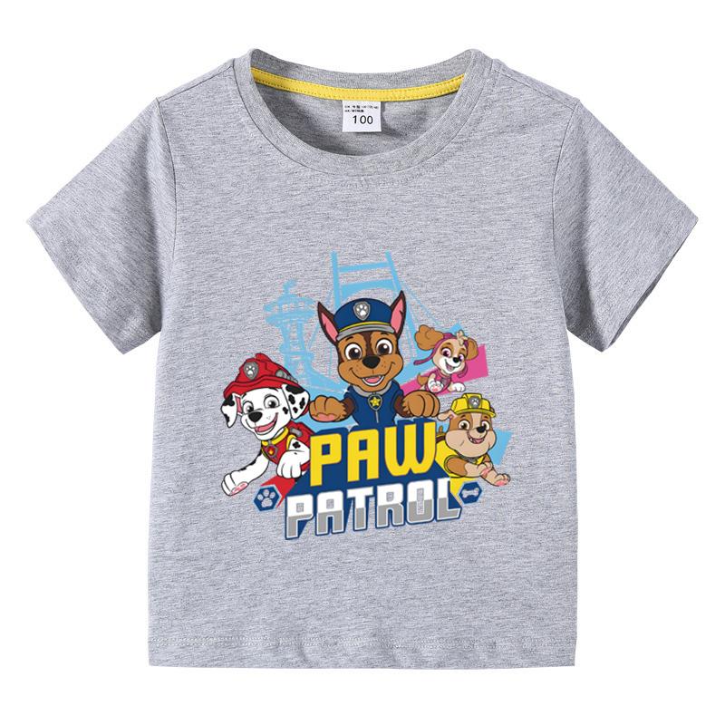 Paw Patrol Kids Clothing Tees Summer Printed Cartoon Fashion Short Sleeve Boys T-shirt Popular Design Children's Tshirt Crewneck