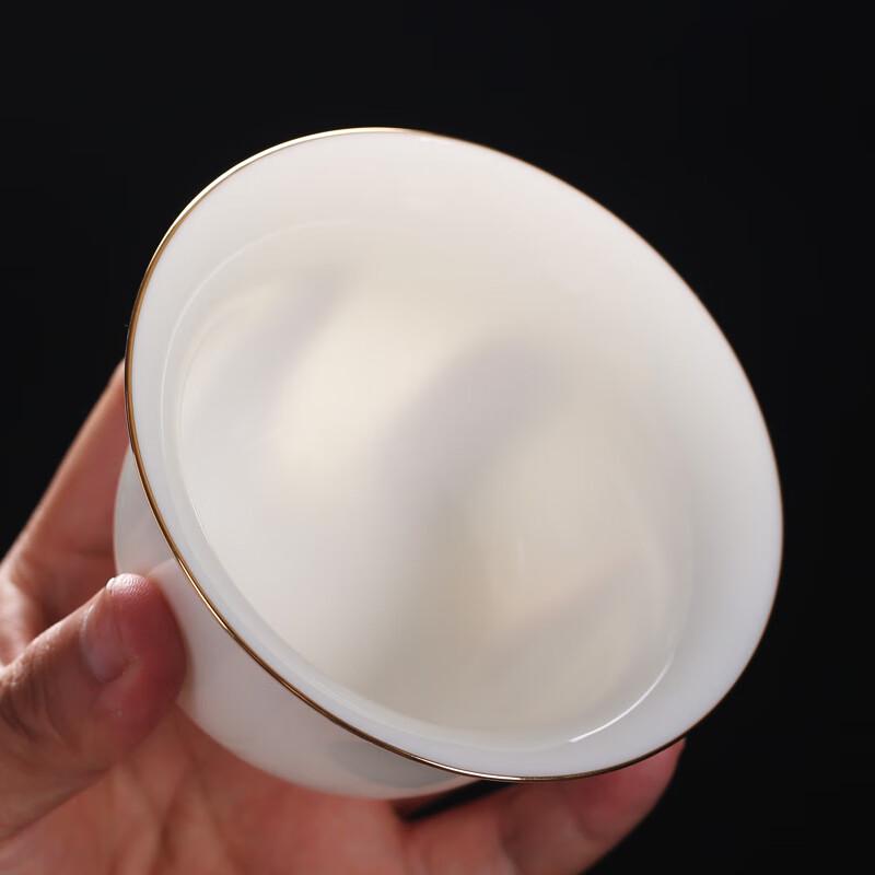 Shangqi Gilded Mutton Fat Jade White Porcelain Gaiwan, 220ml