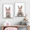 Кролик, хвост кролика, цветок, животное, скандинавское настенное искусство, холст, картина, детские постеры и принты, настенные картины, декор детской комнаты без рамки