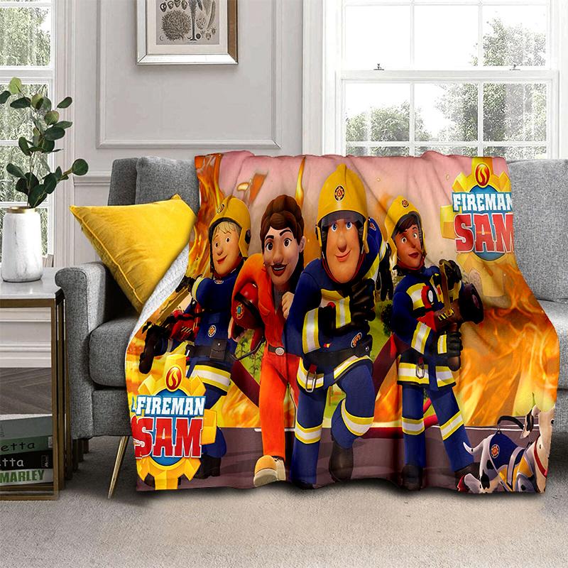 3D Classic Fireman Sam Child Cartoon Blanket,Soft Throw Blanket for Home Bedroom Bed Sofa Travel Picnic Cover Kids Gift