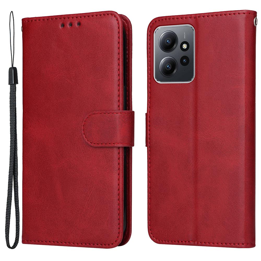 Для Xiaomi Redmi Note 12 4G Чехол-книжка из кожи с текстурой теленка, кошелек, чехол для телефона с ремешком
