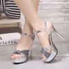 Super High Sandals 2025 Summer New Korean Version Thin Fish Mouth Waterproof Table High Stiletto High Heels Sandals Women's Versatile