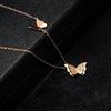Rose Gold Stainless Steel Dual Butterfly Charm Pendant for Women