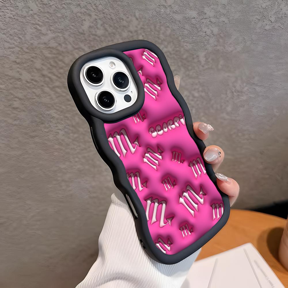 Чехол для телефона со знаком зодиака Скорпион для iPhone 17 16 15 14 13 12 11 Air Pro Max Plus Черный Мягкий ТПУ Покрытие с волнистым краем
