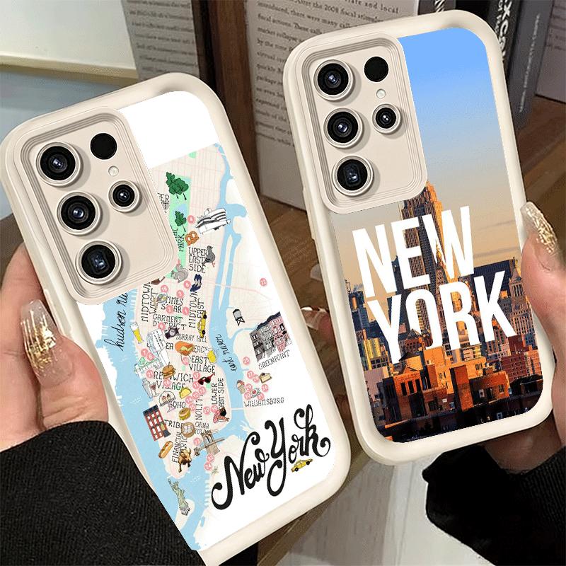 Чехол для телефона для Samsung Galaxy S26 S25 Ultra S24 FE NYC Нью-Йорк Город Ракушка S23 Plus S22 + S21 S20 5G Мягкий Силикон Funda