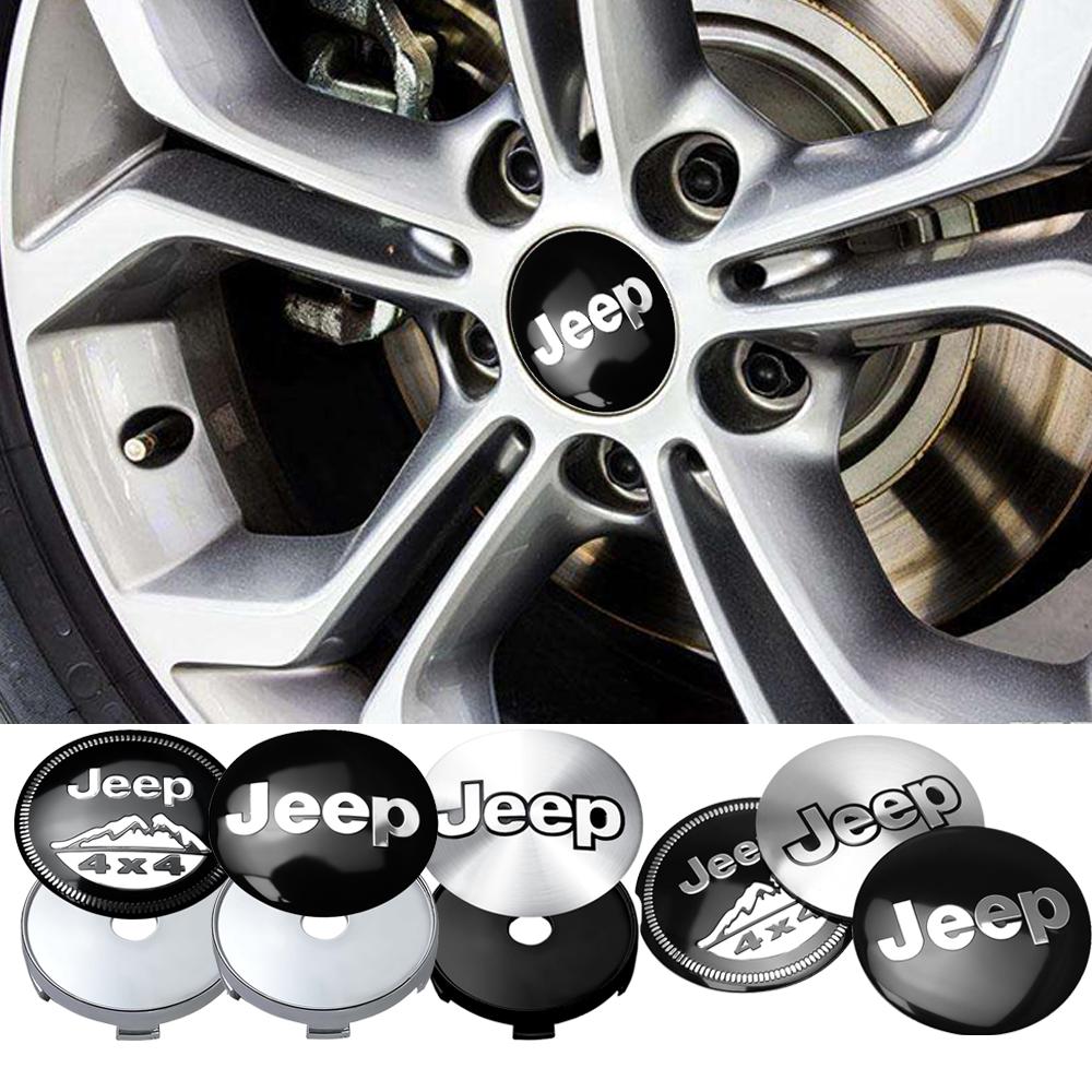 4pcs 56mm Car Wheel Center Hub Stickers 60mm Tire Center Hub Caps For JEEP Grand Cherokee Wrangler Renegade Compass Accessories OQDRU1