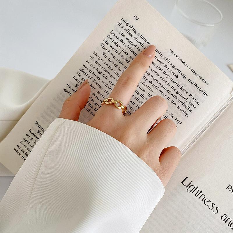 Кольцо-цепочка из титановой стали, Модное открытое регулируемое кольцо, Простое и универсальное парное кольцо из нержавеющей стали