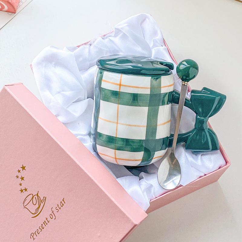 Кружка высокой ценности с крышкой и ложкой, милая, для пары, кофейная чашка, для офиса, дома, керамическая чашка для питья