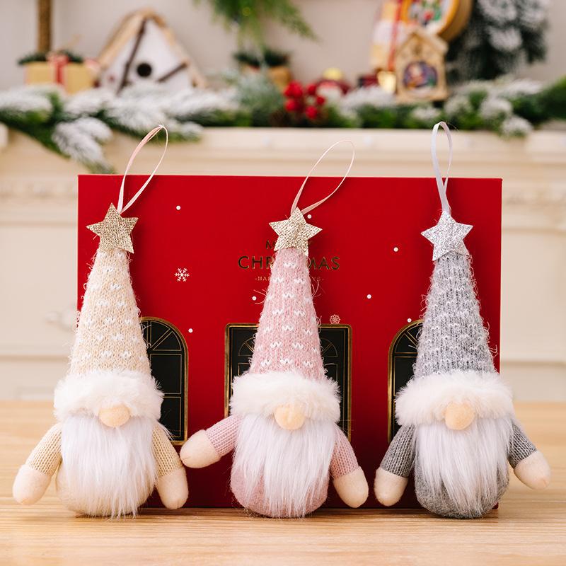Knitted Gnome Faceless Forest Santa Claus Doll Pendant Xmas 2024 for Home Christmas Decoration Christmas Tree Hanging Pendant