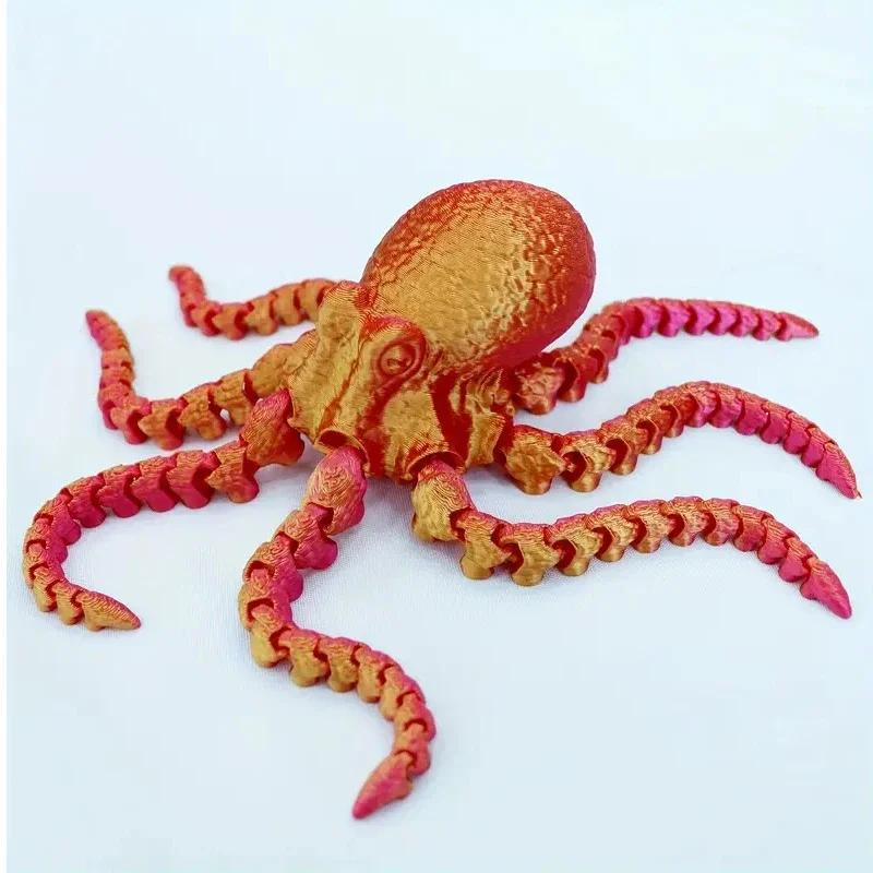 3D Printed Octopus Movable Flexible Joints Fidget Toy Home Office Desktop Ornament Ocean Animal Decor New Year Gifts Kid Toy