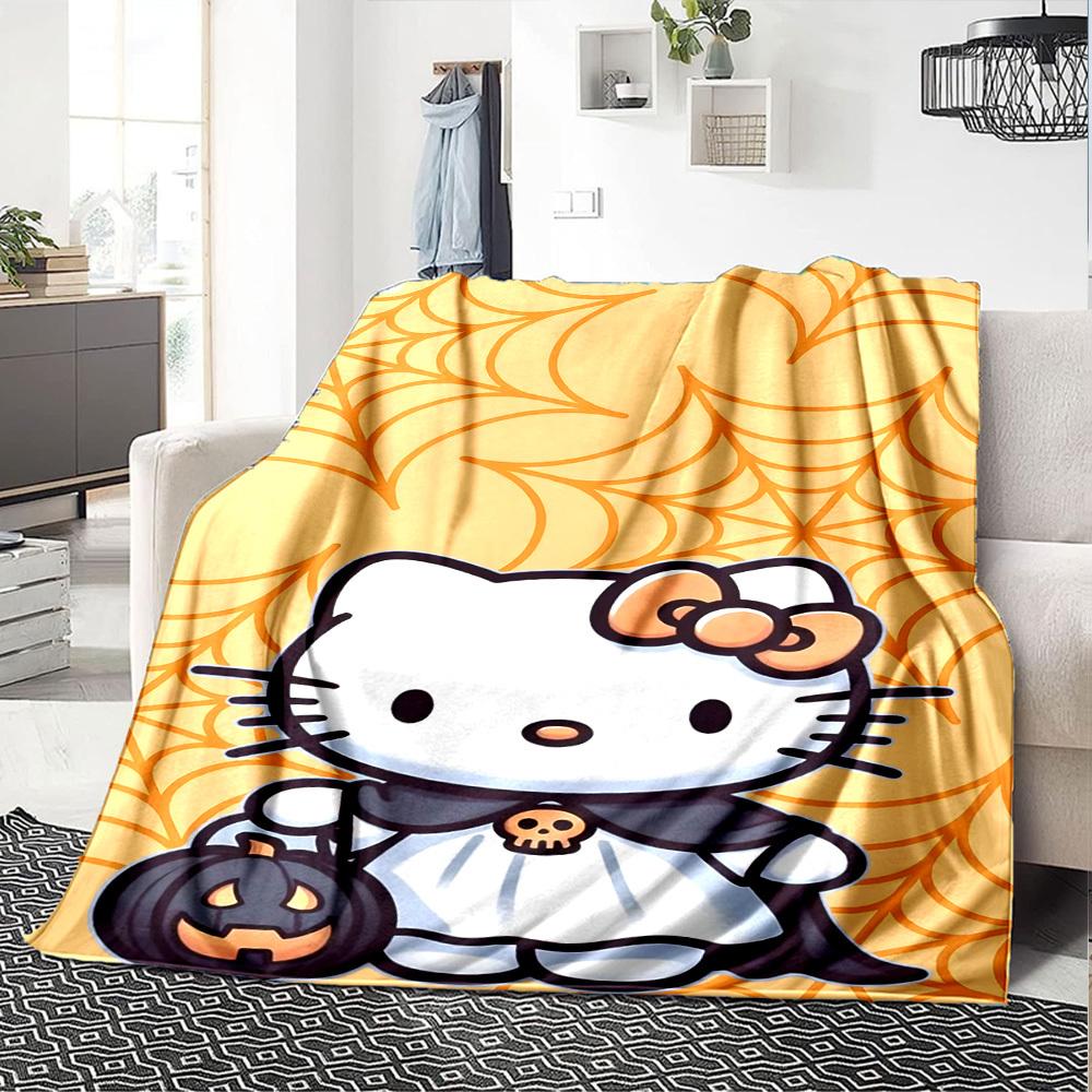 1 шт. Плед Хэллоуин Hello Kitty Легкий фланелевый плед для дивана, кровати, путешествий, кемпинга, гостиной, офиса, дивана, кресла