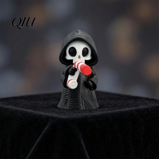 Creative Halloween Design Mini Grim Reaper Statue, 3D Printed Skull Fun Accessories Figurine for Tabletop, Desk, Shelf Home Decor Gothic