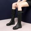 35~43 Fashion Women Winter Shoes Mid Heel Mid Calf Martin Boots Motocycle Platform