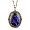New 12 Constellation Astrology Oval Pocket Watch Unique Fluorescent Blue Zodiac Necklace Pendant Quartz Birthday Gift for Friend