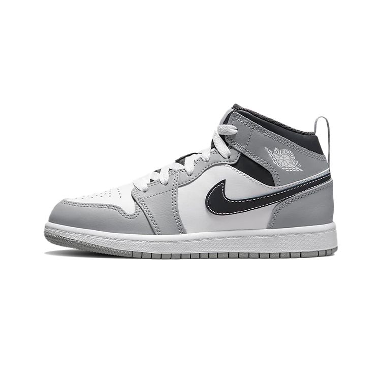 Air Jordan 1 Mid PS Light Smoke Grey Kids Sneakers White Anthracite 640734-078