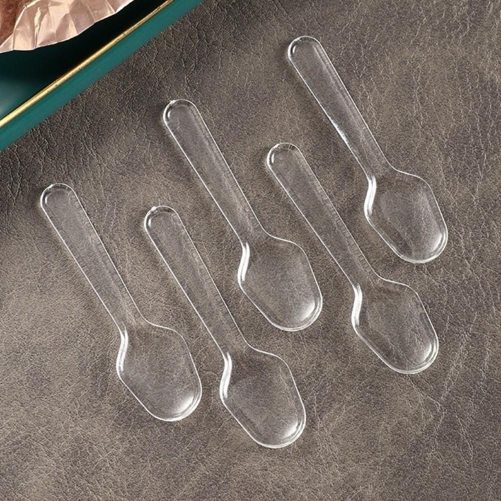 500pcs Clear Disposable Plastic Spoons Disposable Thickened Transparent Tasting Spoon Lightweight Transparent