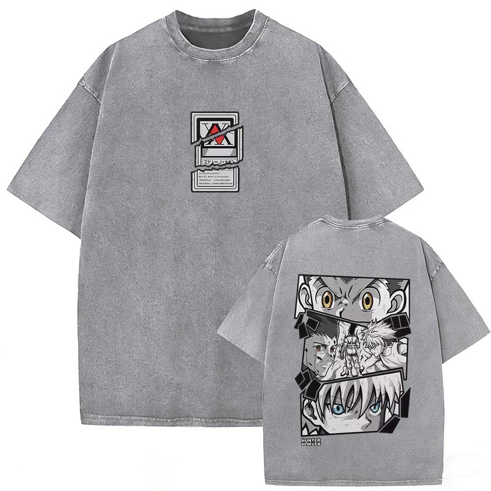 Washed Vintage Anime Hunter X Hunter Gon Freecss Killua Zoldyck Eyes Graphic Tshirt Men Women Fashion Casual Oversized T Shirts