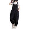 [Tunatch] комбинезон комбинезон брюки все в одном Расслабляющий с карманом весна лето осень женские черные длинные брюки широкие брюки Ноги выглядят длинными тело