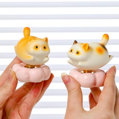 Вращающаяся фигурка кошки Приносит удачу Держатель для камней исцеления Снятие стресса Настольная игрушка Украшение для рабочего стола дома и офиса Котёнок