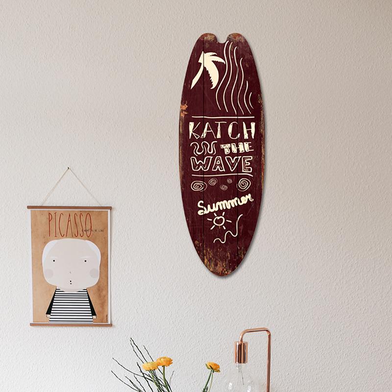 Beach Tiki Bar Surfboard Wooden Sign Plaque Decor For Bathroom Home Wall Plate Poster Vintage Print Wooden Painting Signs