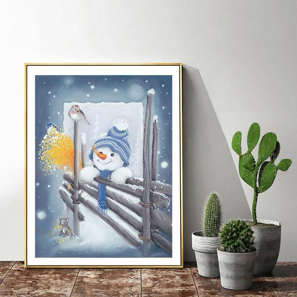 5D алмазная живопись Снеговик и птица животное полная дрель квадратная Алмазная вышивка мозаика вышивка крестом Рождественское украшение дома